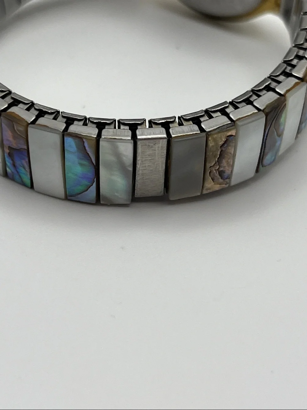 Vintage Netec Abalone Inlay Quartz Watch - Mother of Pearl & Gold Accents